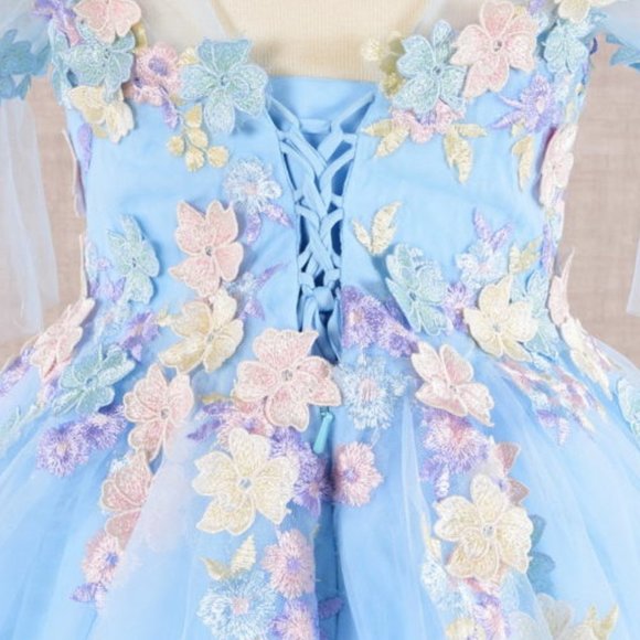 NEW DRESS FOR FORMAL OCCASIONS EMBROIDERED WITH FLORAL LACE FOR KIDS GL GK107 - Picture 10 of 12